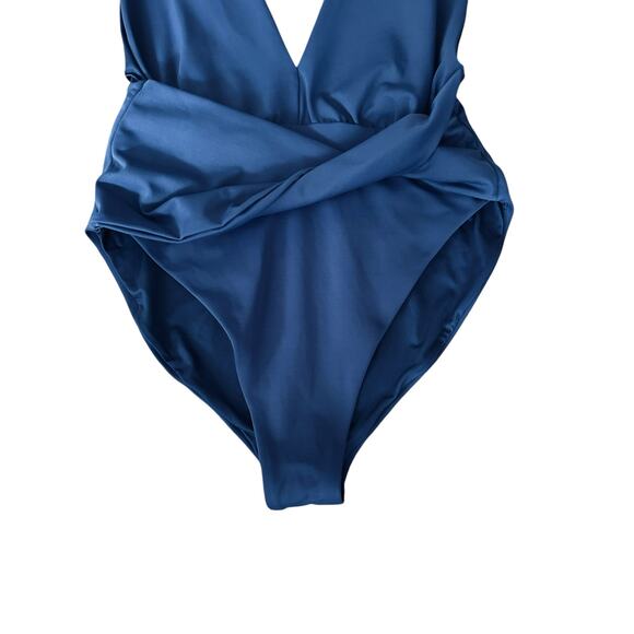 NEW Agua Bendita Ellis One Piece Blue Deep V Neck Open Back Latin Swimsuit XL - Picture 11 of 15